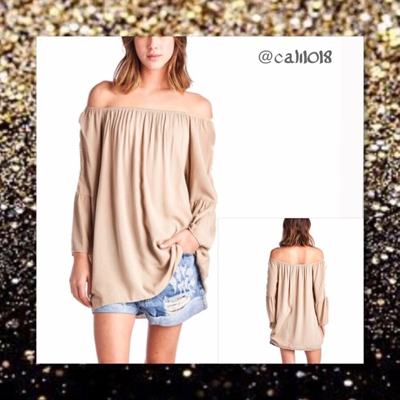 ‼️2DAY ONLY 2 LEFT🆕Taupe Off Shoulder Boho Top