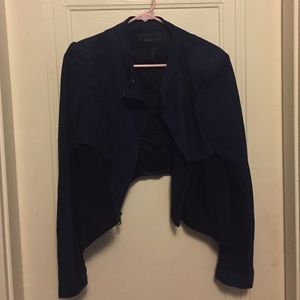BCBG NAVY AND BLACK FAUX SUEDE JACKET SIZE M