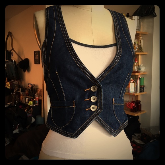 Boho Cropped Denim Vest by Union Bay sz S