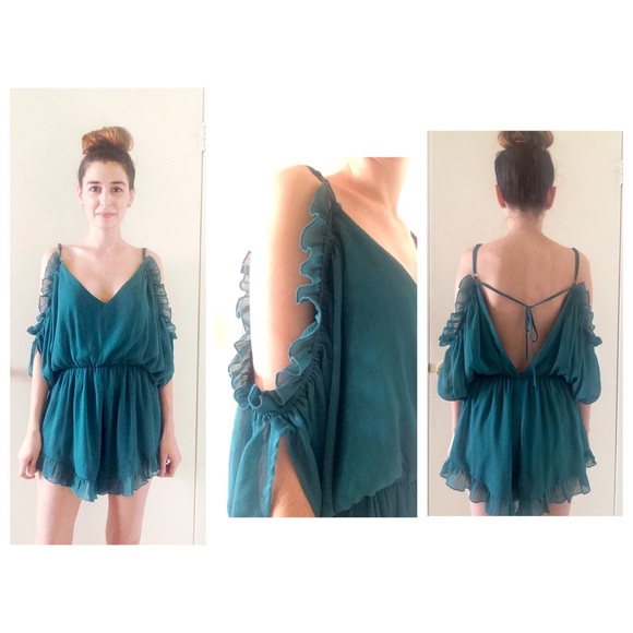 Teal Ruffled Romper