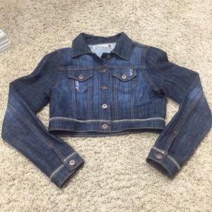 Denim jean jacket ~ mid drift!💙worn once! CUTE😍