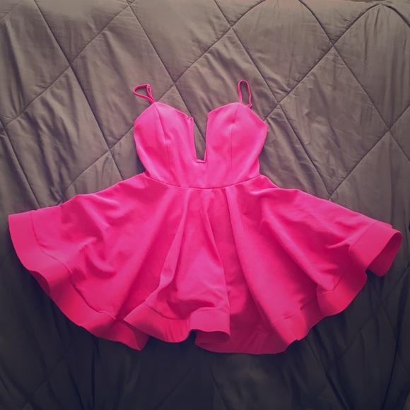 Windsor pink plunging flare dress