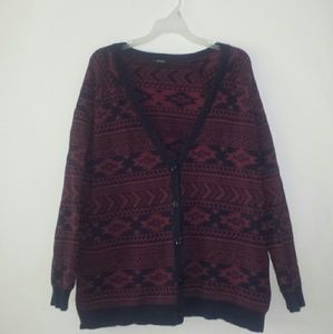 Dark red and navy blue large cardigan