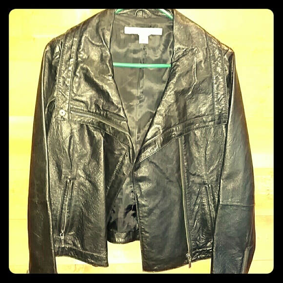 Leather Cross zip jacket