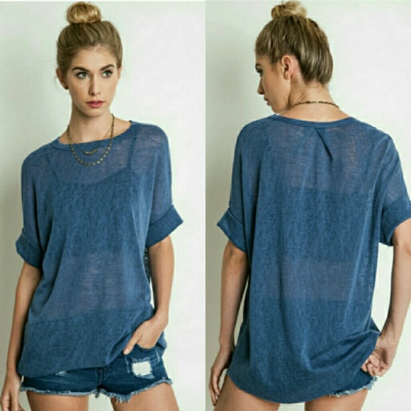 SOLD SOLD Indigo Cuffed Top - Picture 2 of 3