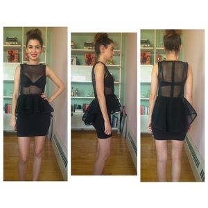 Mesh Black Peplum Top