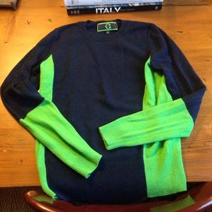 Navy & Lime C. Wonder crew neck sweater