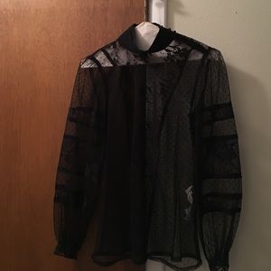Black Lace long sleeve blouse