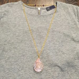 Purple Druzy long necklace
