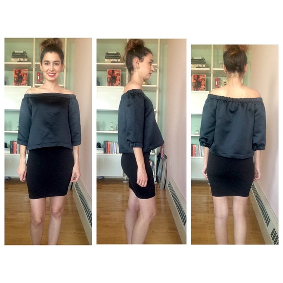 NWT Tibi Navy Off the Should Blouse