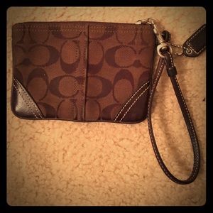 Brown coach wristlet