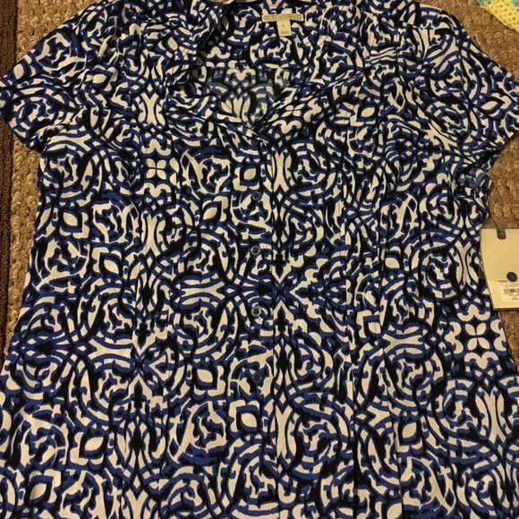 Blue and white blouse
