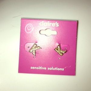 K initial earrings