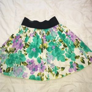 Teal Floral skater skirt