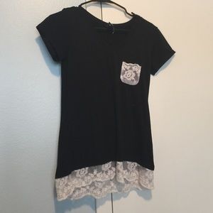 Black and lace short sleeve