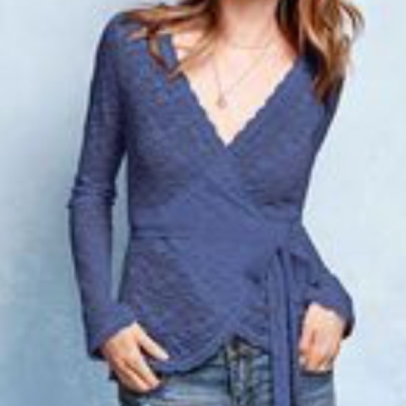 Blue lace wrap top