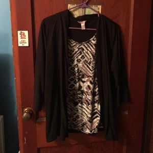 One piece shirt and cardigan.