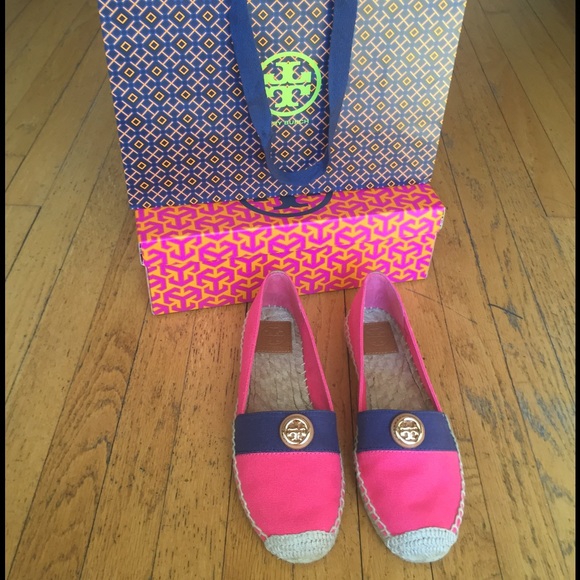 Tory Burch Shoes - Tory Burch Beacher Canvas Espadrille Flat Pink/Nvy