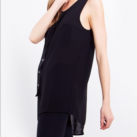 Sheer Black Hi Low Sleeveless Blouse - Picture 2 of 4