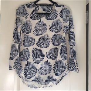 Blue palms print blouse