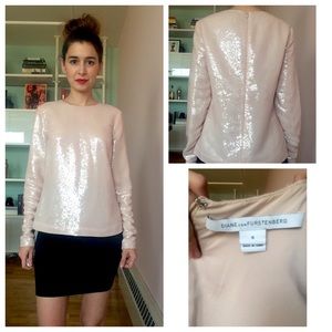 DFV Pale Pink Sequin Long Sleeve Top