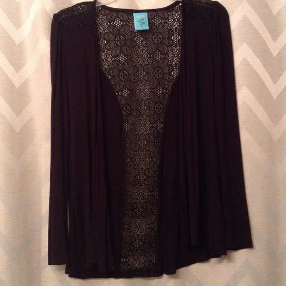 Black Jersey Cardigan with Lace Back Detail