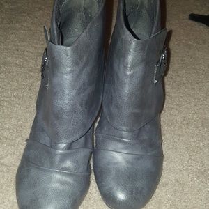 Women's grey wedge booties