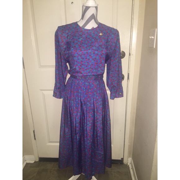Blue Vintage Summer Dress w Belt