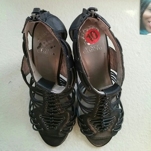 Leather Vince Camuto Size 10 Black Sandals