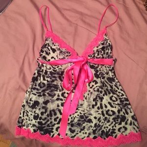 Jezebel hot pink leopard and lace camisole