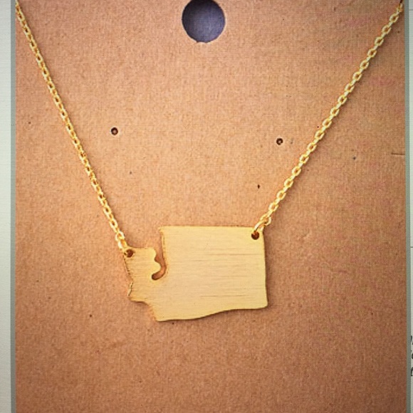 Dainty Gold Washington State Necklace