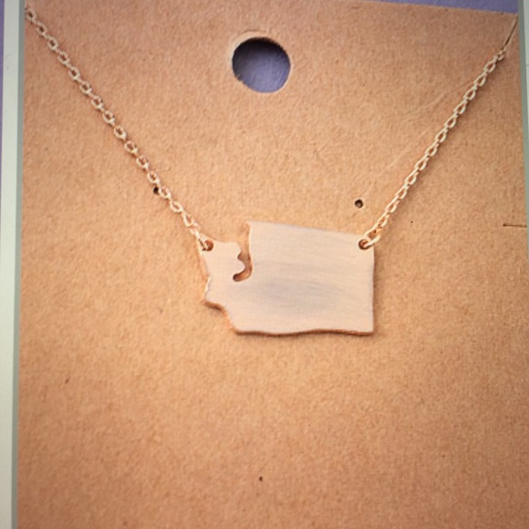 Dainty Rose Gold Washington State Necklace