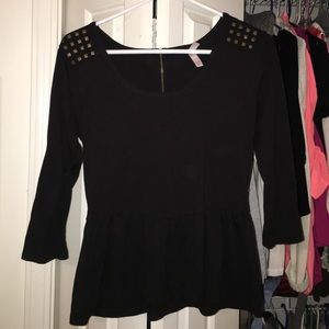 Black peplum cotton top