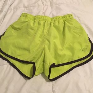 PONY workout shorts. Neon yellow