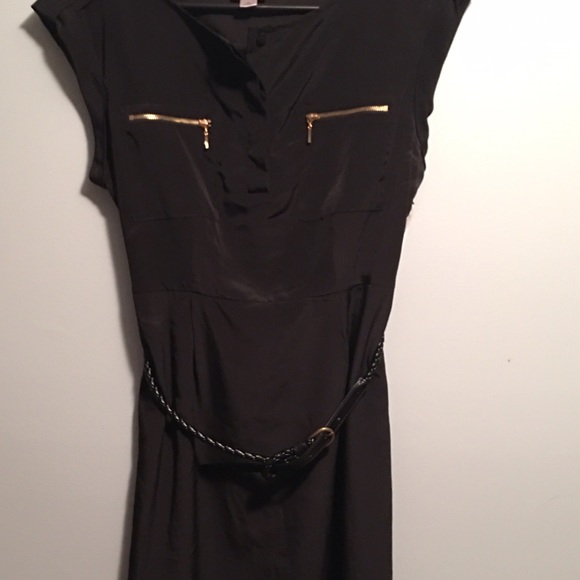 Black dress, cap sleeves with belt