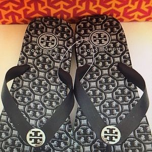 Tory Burch Black & White Flip Flops NWT
