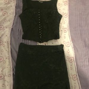 Combo outfit black corset vest shirt and skirt