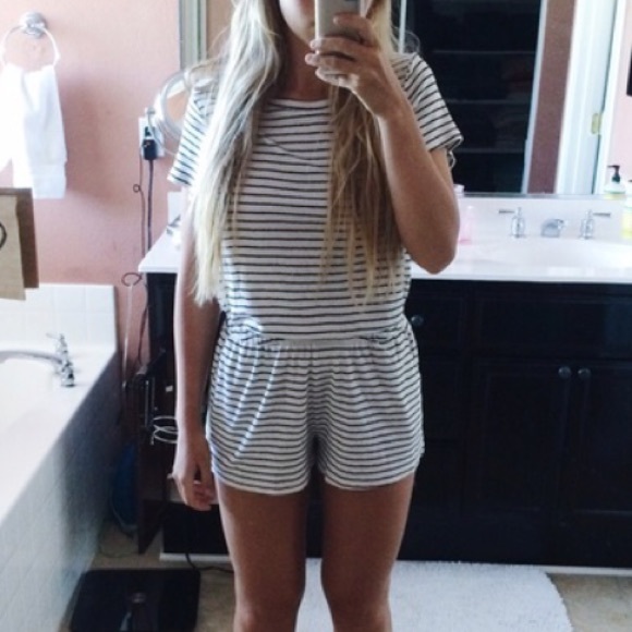 BDG Black and white striped romper - Picture 2 of 2