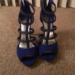 Cobalt open toe heels