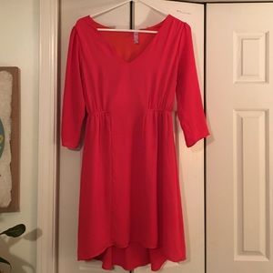 Coral high low dress