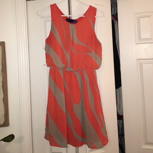 Orange and Tan flowy dress - Picture 1 of 3