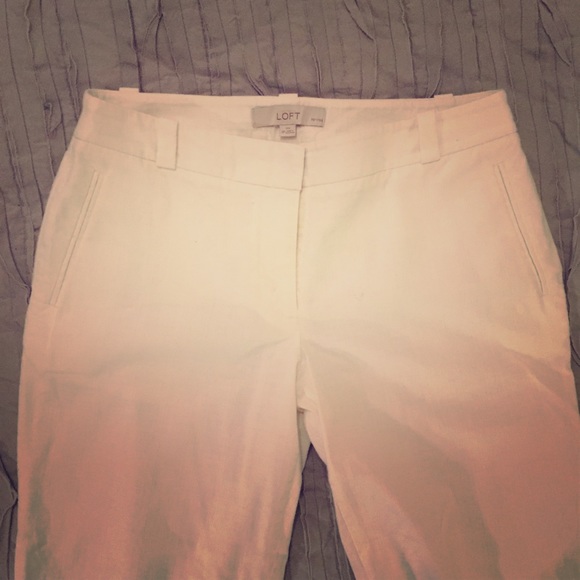 {LOFT} white crop textured trouser