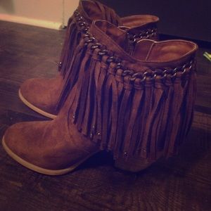 Slightly worn fringe booties!