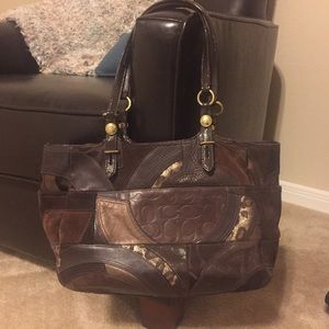 Coach Ocelot Brown Patchwork Tote