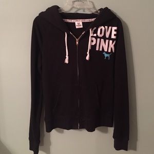 Black Zip-up PINK Hoodie