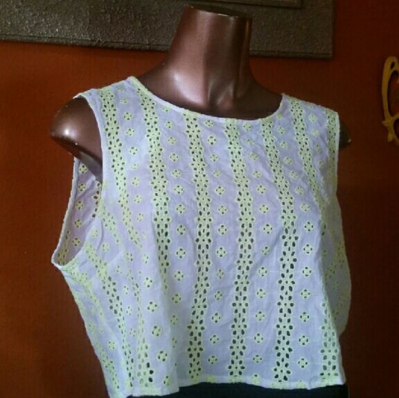 Neon green and white crop top