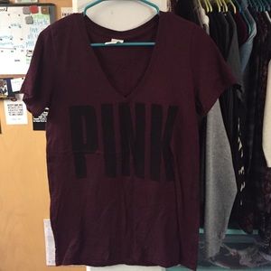 PINK maroon tee shirt