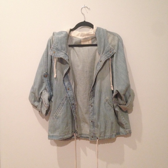 hooded denim anorak