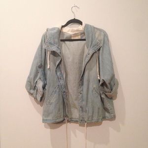 hooded denim anorak