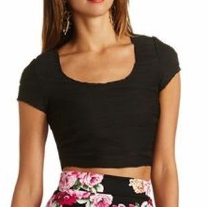 Black open back crop top
